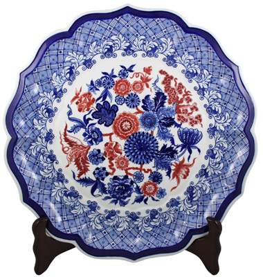 Plaque or Platter large Red Flowers